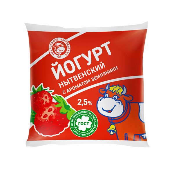 Йогурт земляника 2,5 % пленка 0,4 кг 10304 - фото 763