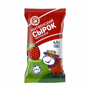Сырок творожный с клубникой 4,5 % флоупак 0,1 кг 10158